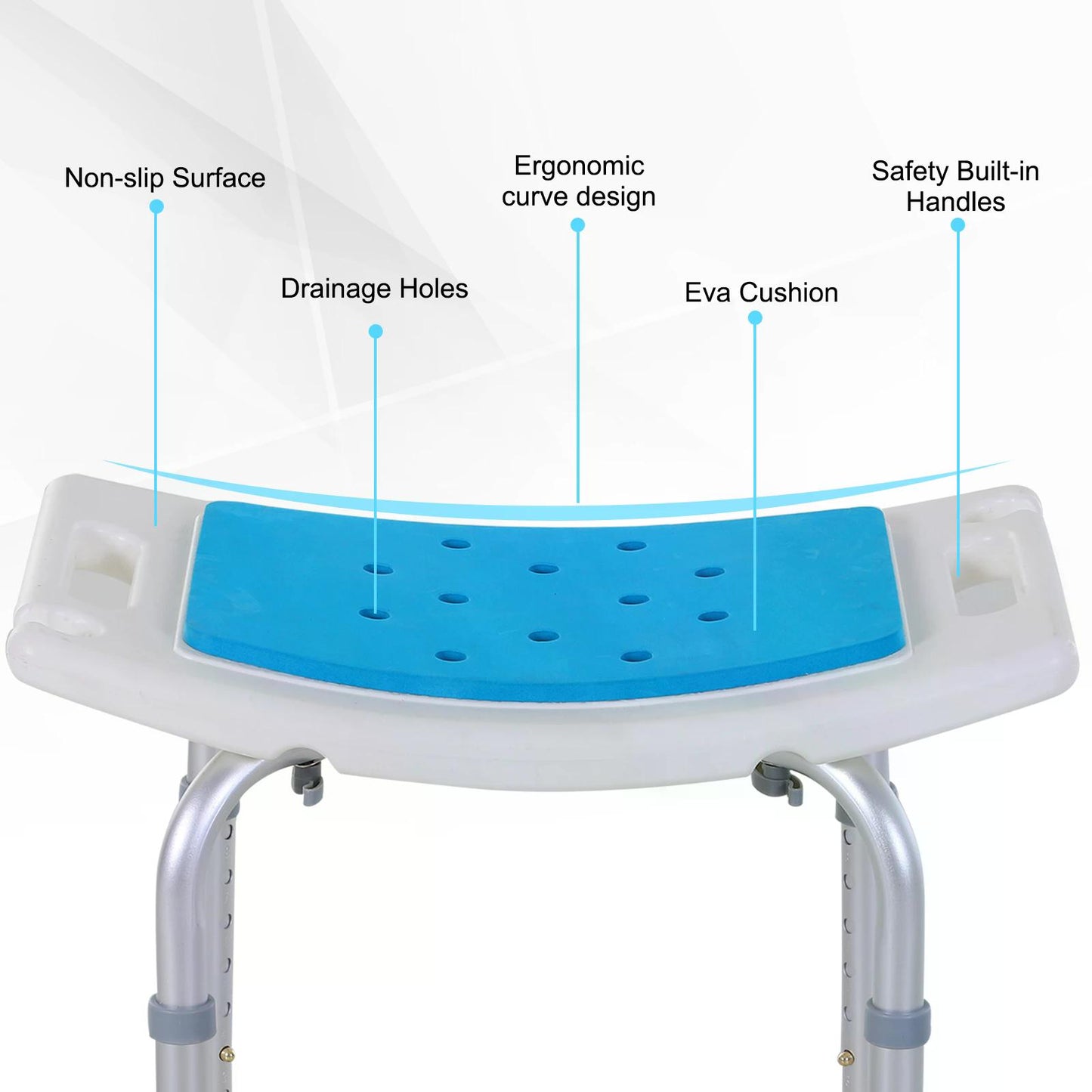 Aluminium Alloy 6-Level Non-Slip Bathroom Stool w/ Drainage Blue