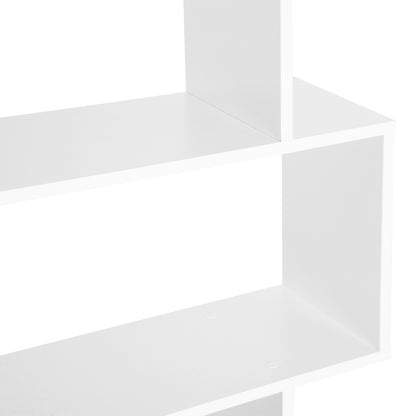 6 Tier Wooden Bookshelf Modern S-Shaped Shelf Unit Storage Display White