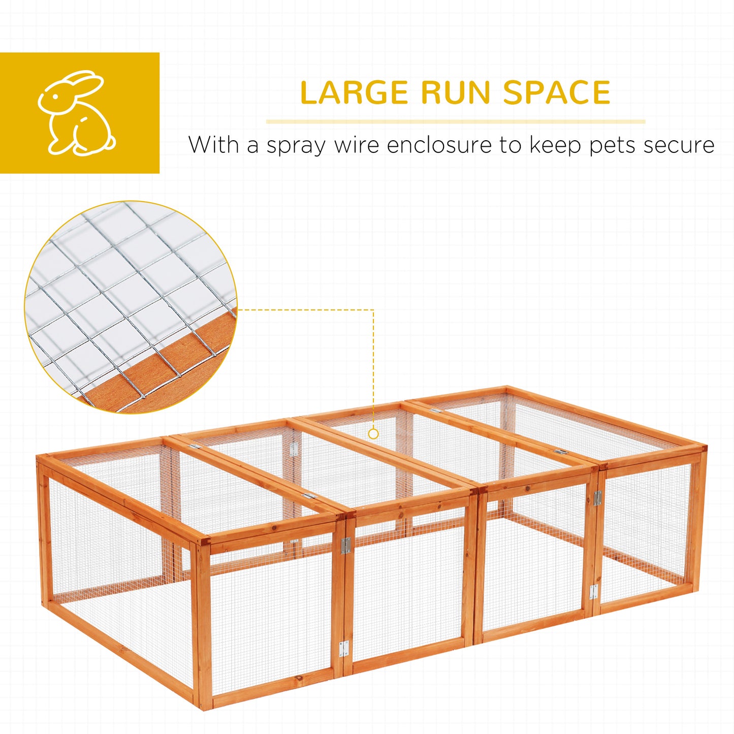 Rabbit Hutch W/ Mesh Wire, 181Lx100Wx 48H cm-Wood