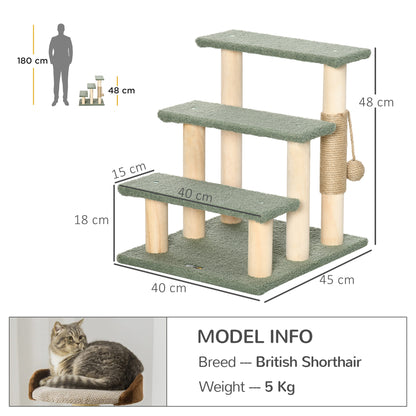 Cat Ladder Cat Tower Scratching Post Climbing Tree for Kitten Activity Center Green