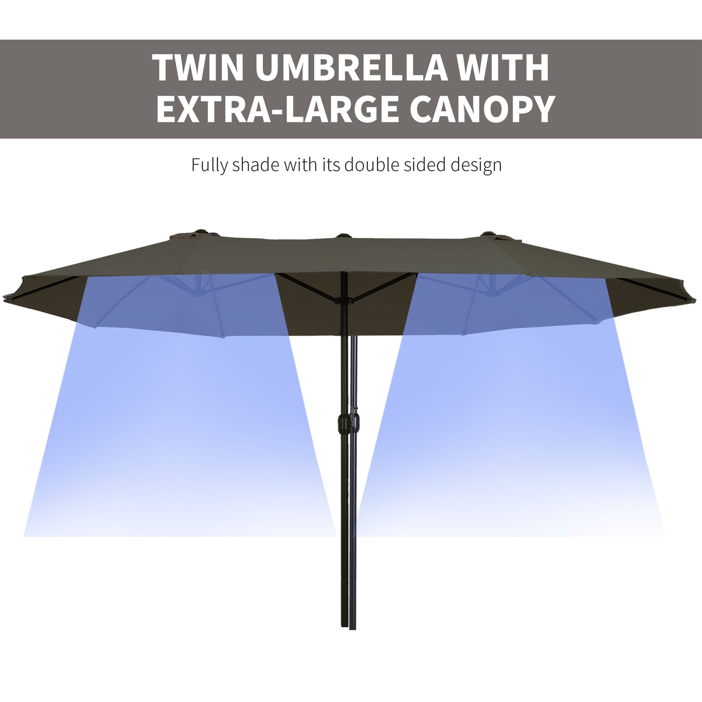 4.6m Double-Sided Patio Parasol Sun Umbrella-Grey