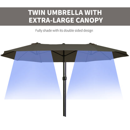 4.6m Double-Sided Patio Parasol Sun Umbrella-Grey