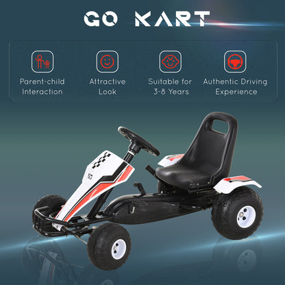 Homcom Pedal Go Kart Go Karting For Kids Children'S Go Karts Kids Pedal Cart Adjustable Seat PP - White/Red