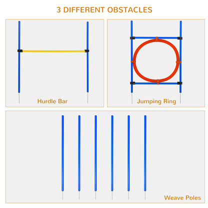 Dog Agility Equipment Set Training Obedience Jump Hurdle 6 Weave Pole Hoop Set-Yellow/Blue/Red  Aosom IE