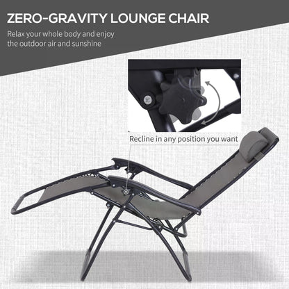 3pcs Folding Zero Gravity Chairs Sun Lounger Table Set W/ Cup Holders