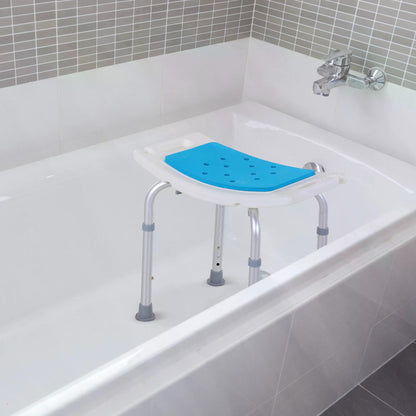 HOMCOM Aluminium Alloy 6-Level Non-Slip Bathroom Stool w/ Drainage Blue 