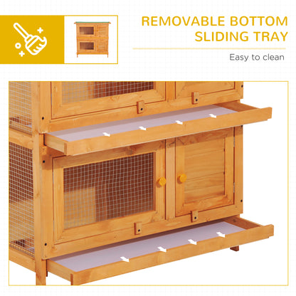 Rabbit House, 90cm 2 Tiers, Wooden Pet Cage W/ Run Bunny House