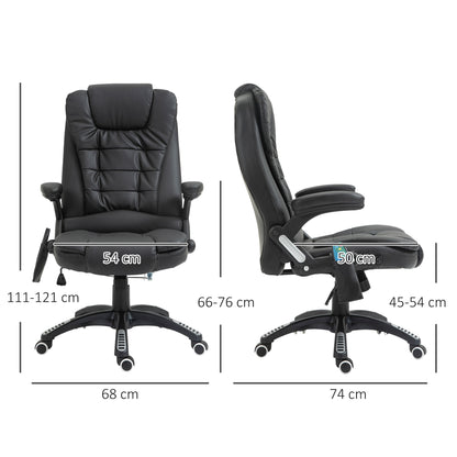 Executive Office Chair with Massage and Heat, High Back PU Leather Massage Office Chair With Tilt and Reclining Function, Black