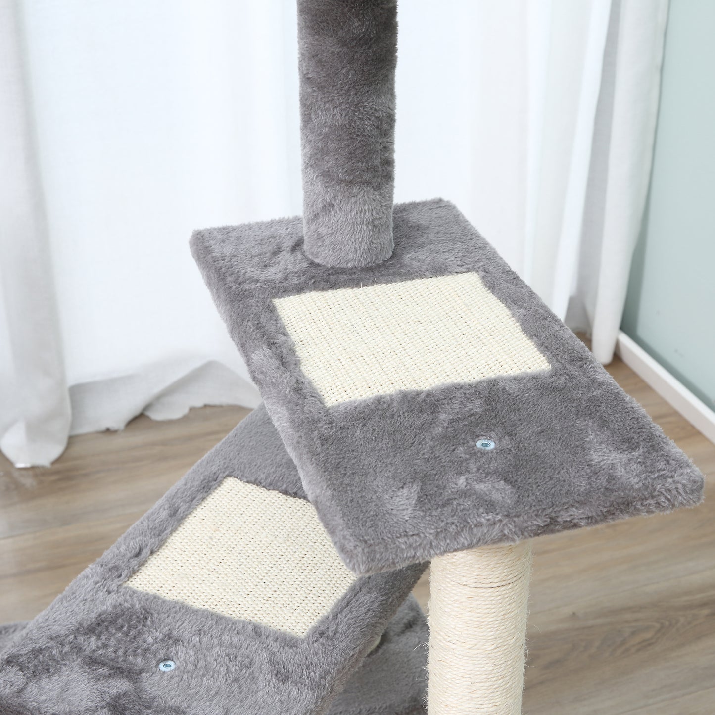 101cm Cat Tree Cat Tower Scratching Post Climbing Tree for Kitten Portable Activity Center Beige Grey