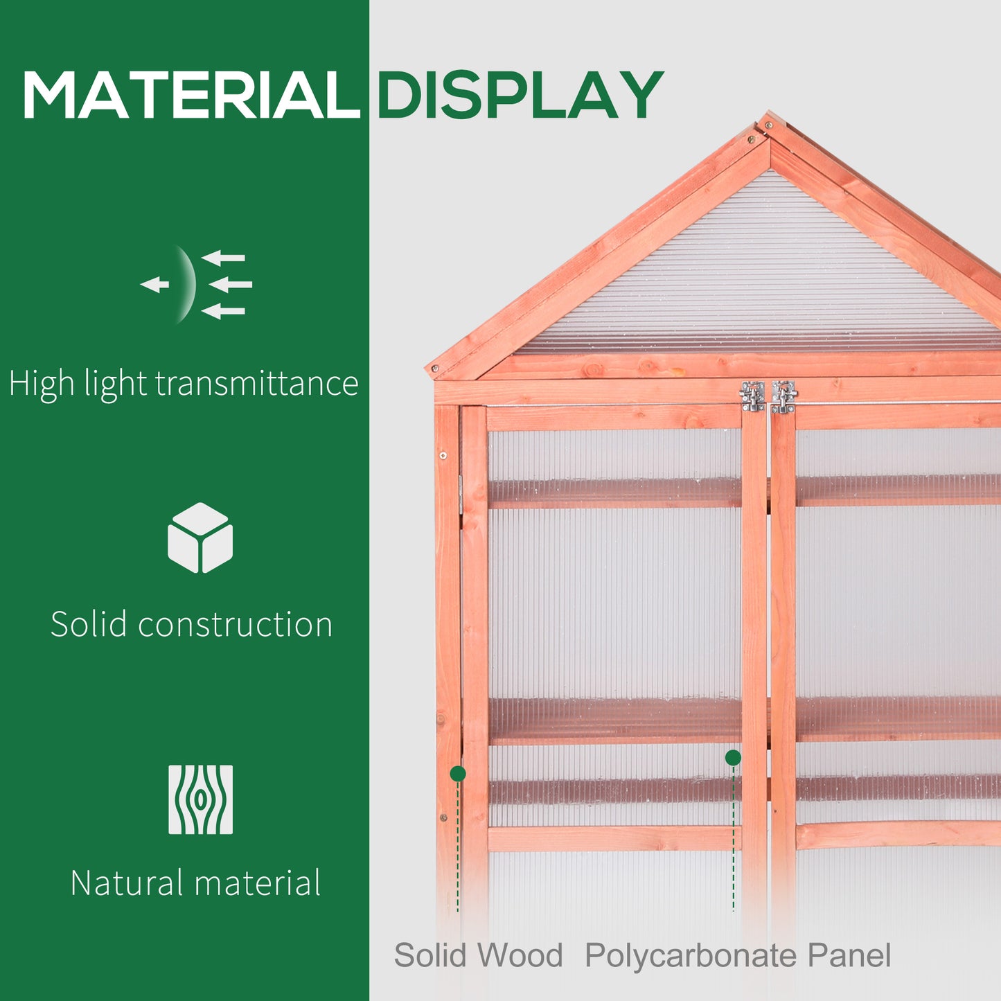 Garden Polycarbonate Cold Frame Lean to Greenhouse Grow House Flower Vegetable Plants w/ Adjustable Shelves Orange