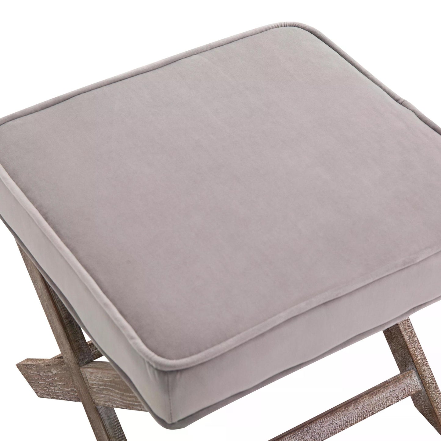 Footstools for Living Room, Padded Seat X Shape Chair Velvet Cover Shabby Footrest Grey