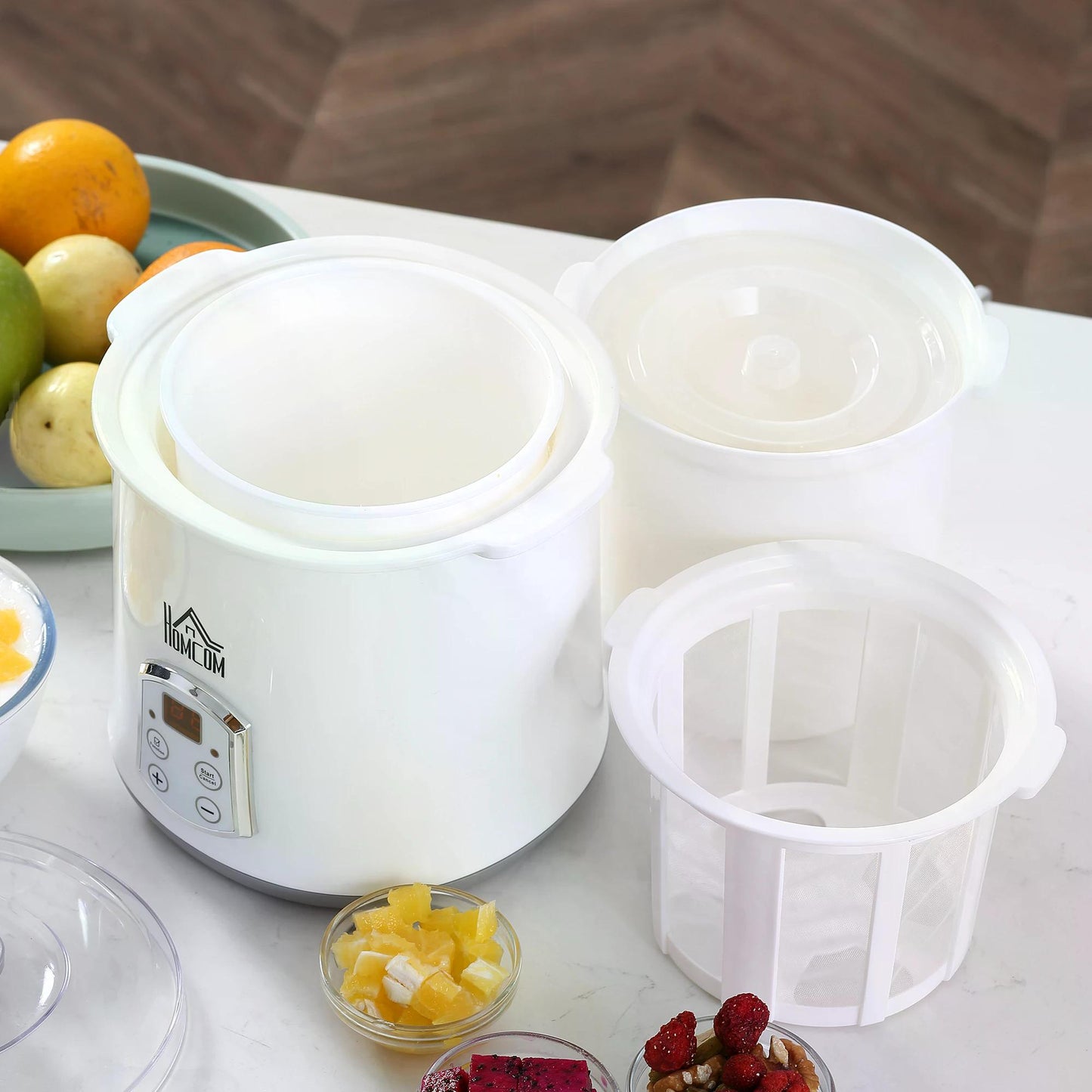 3-IN-1 Yoghurt Maker with Strainer, Multifunctional Yogurt Machine with Digital Display, Timer for Greek Yoghurt, Rice Wine