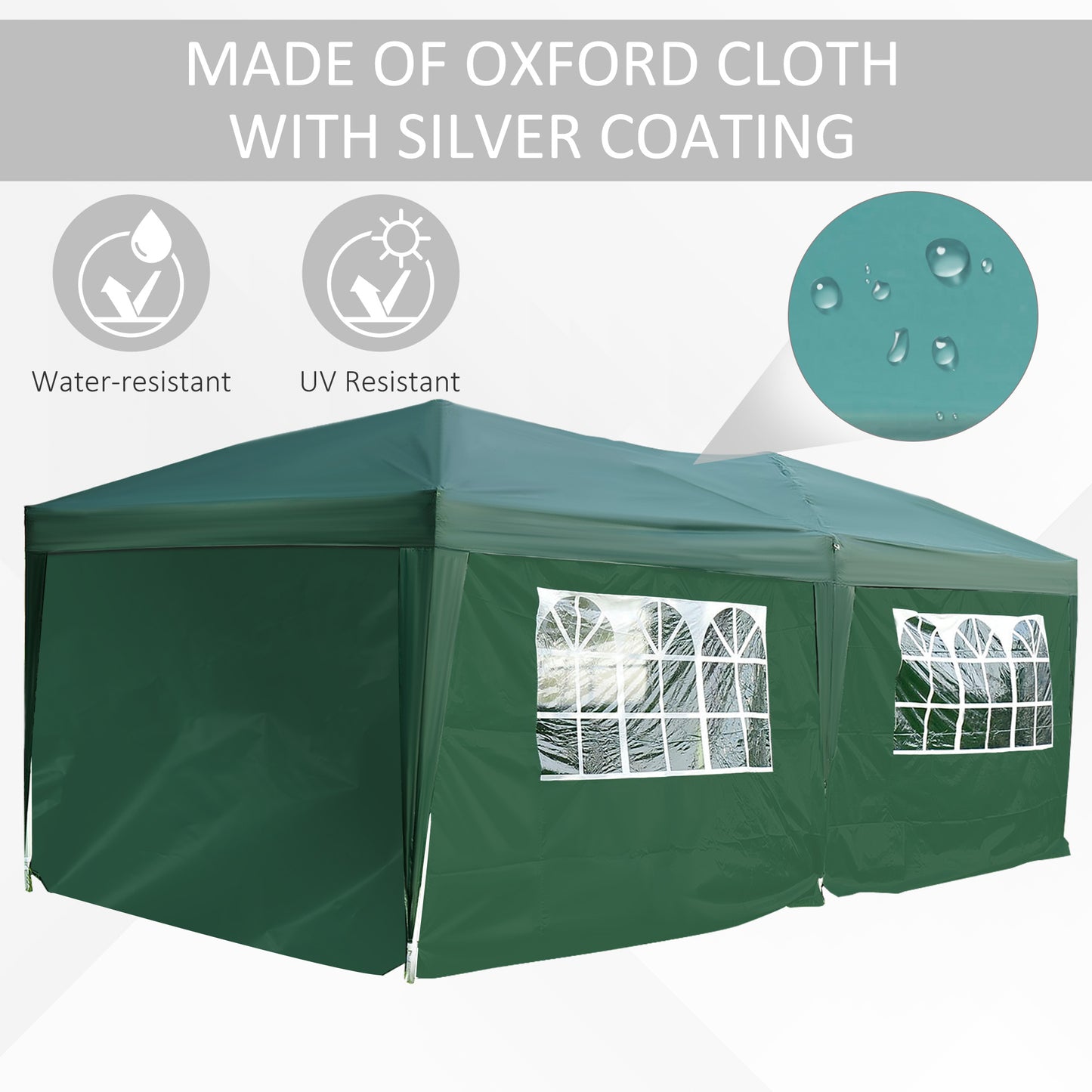 Pop Up Gazebo Marquee, size(6m x 3m)-Green