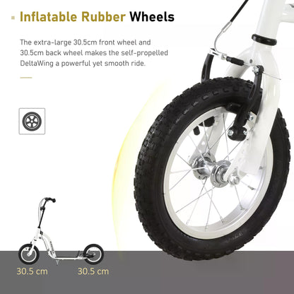 Big Wheel Scooter, Bicycle Scooter, Kick Scooter for Kids, Front and Rear Caliper Dual Brakes 12-Inch Inflatable Front Wheel