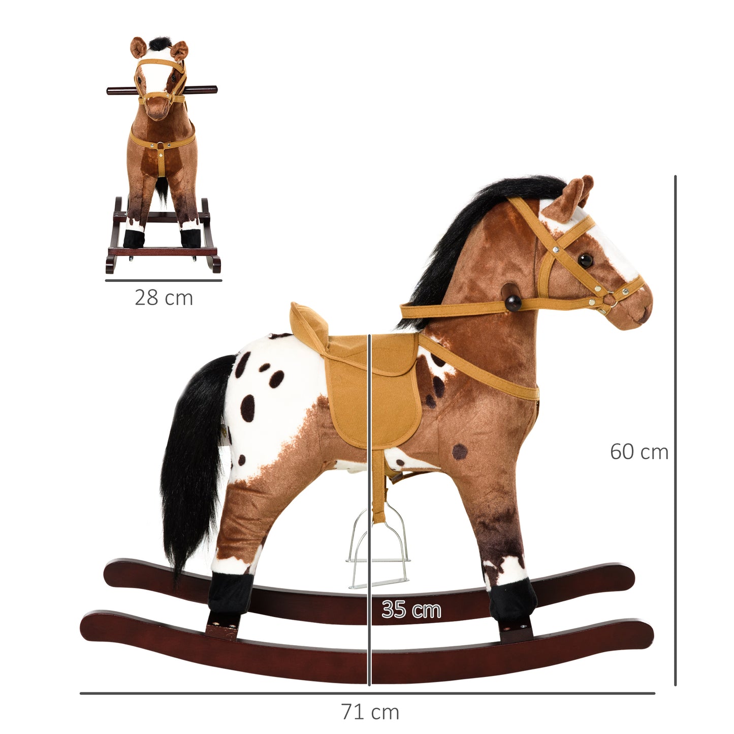 Children Plush Rocking Horse W/Sound-Dark Brown