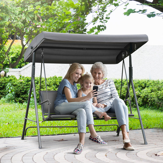 HOMCOM 3-Seater Garden  Swing  Chair, size (178x 111x 155cm)-Grey 