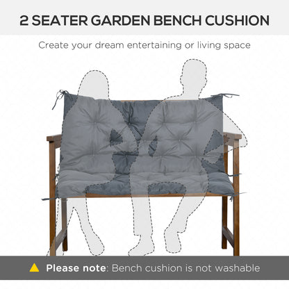 2 Seater Bench Cushion, Garden Chair Cushion with Back and Ties for Indoor and Outdoor Use, 98 x 100 cm, Dark Grey