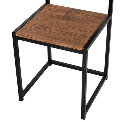 Steel Frame MDF 2-Seater Bar Stool and Table Set Wood Tone