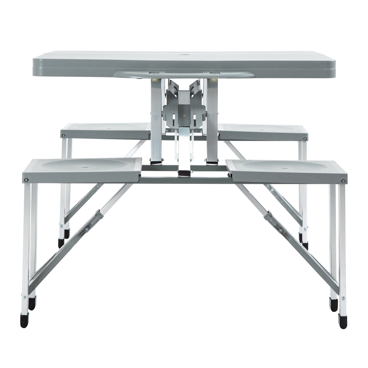 Aluminium PP  4-Seater Portable Picnic Table and Bench Set Silver