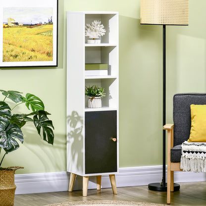 kleankin Bathroom Storage Cabinet, Bathroom Floor Standing Tallboy Unit with Adjustable Shelves and Cabinet, White  