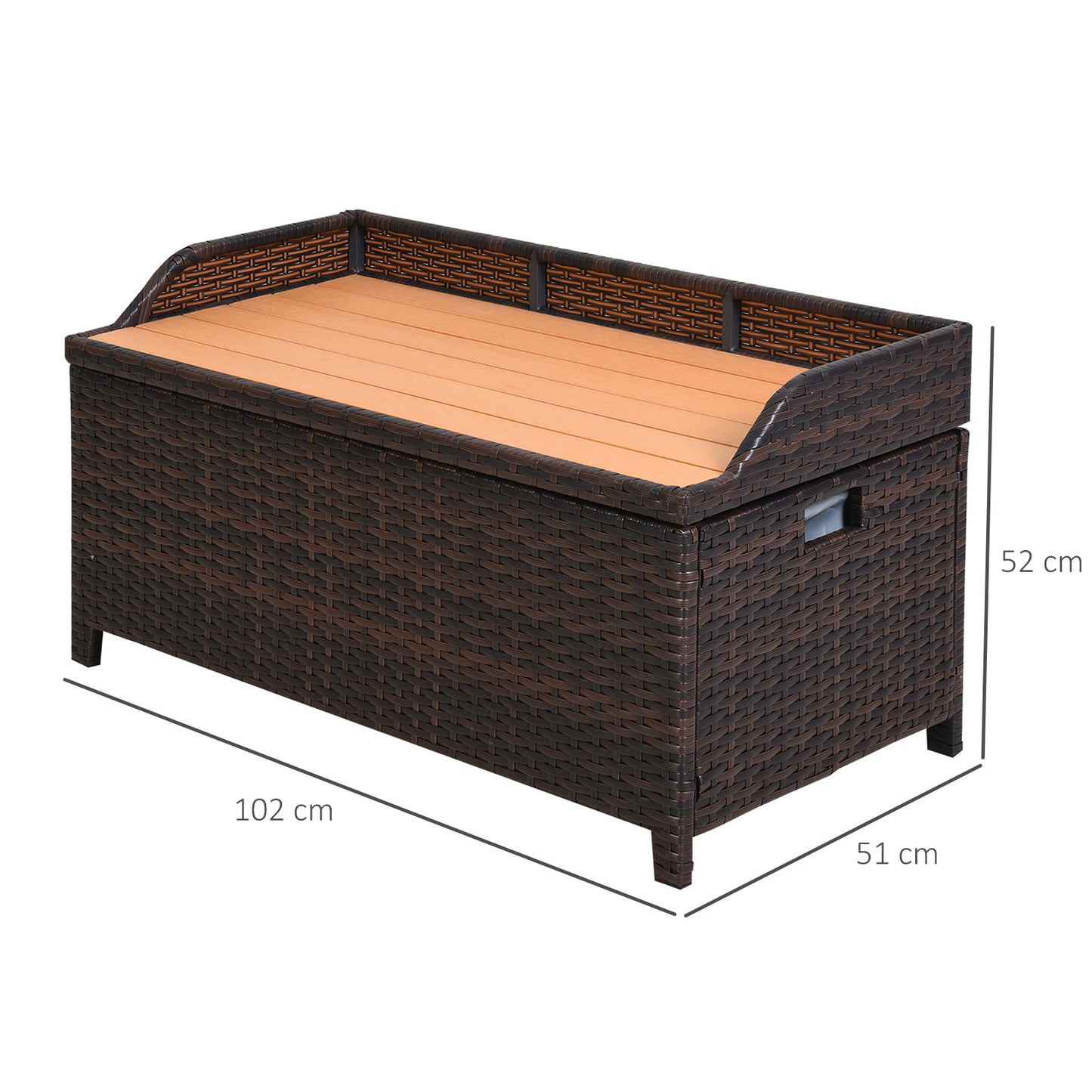 Rattan Storage Bench, 102Lx51Wx51H cm-Mixed Brown