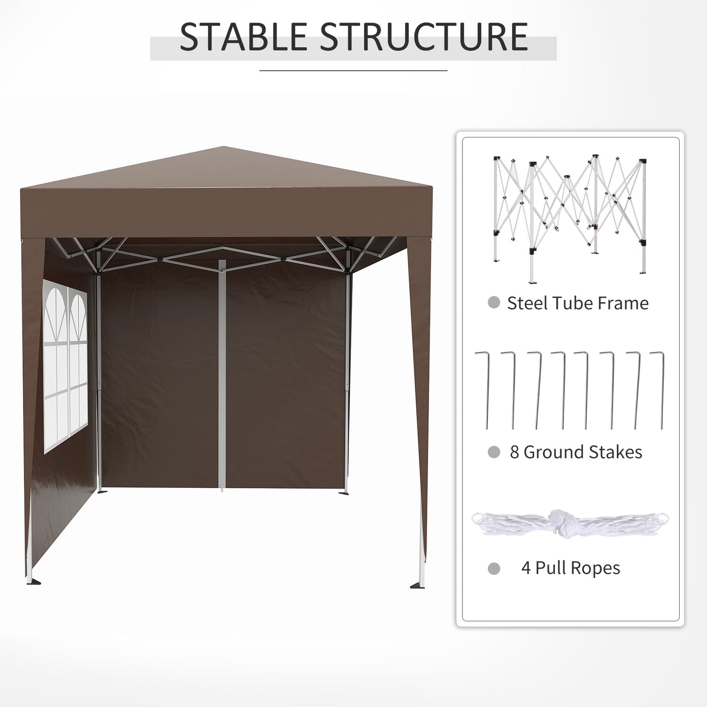 2 x 2m Pop Up Gazebo-Coffee