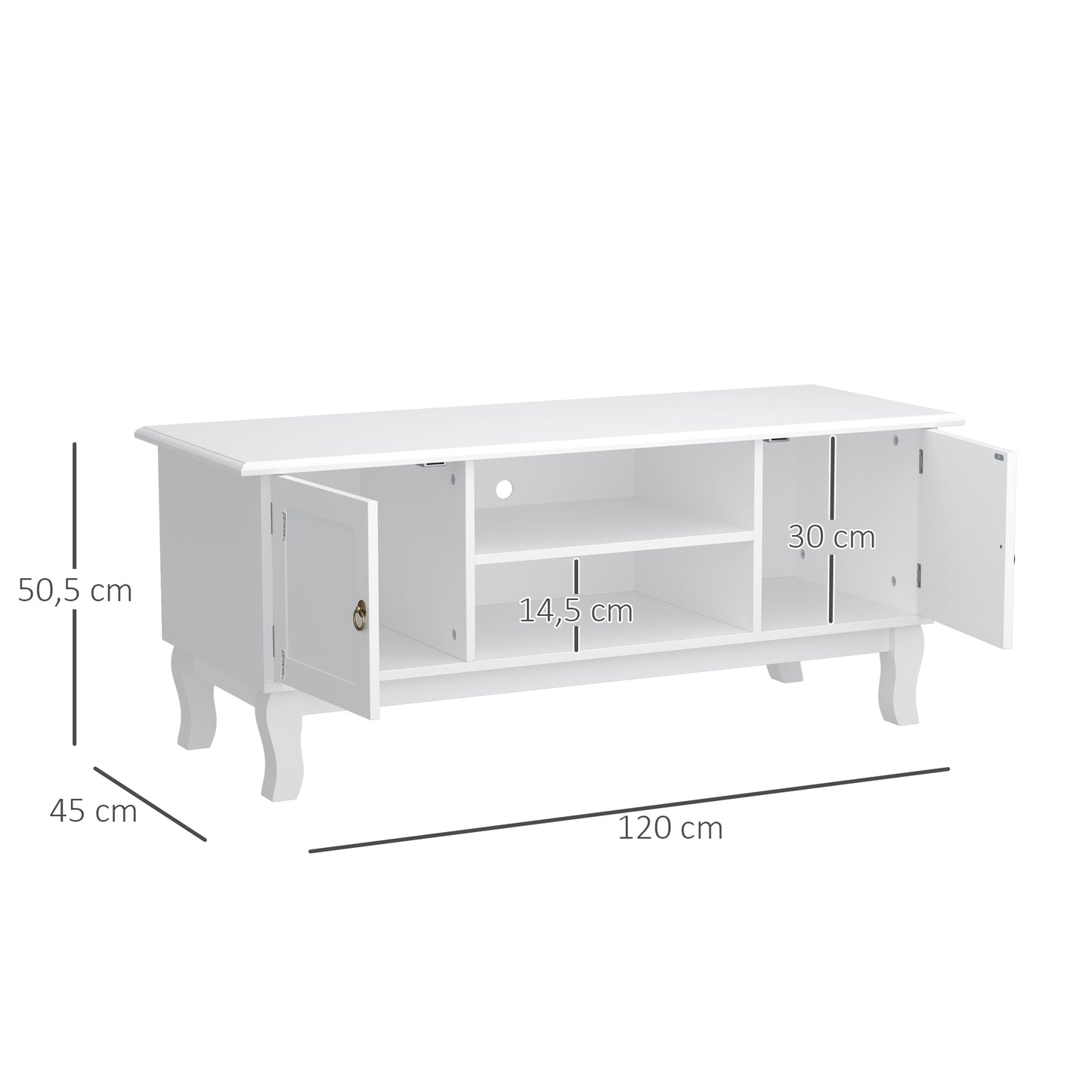 TV Stand Unit Corner Table, MDF-Ivory White