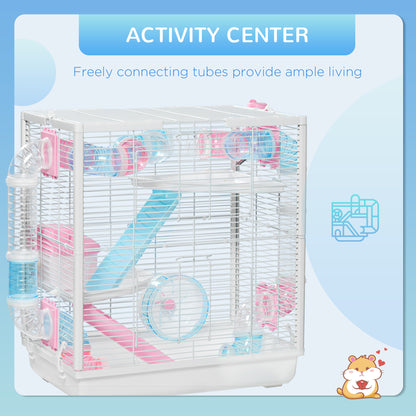 Hamster Cage for Small Rodents, with Tunnel Tube, Exercise Wheel