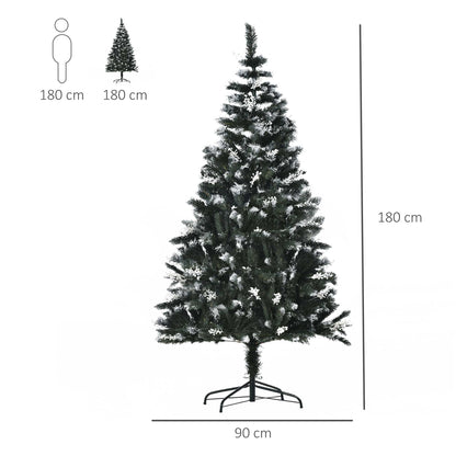 6FT Artificial Snow Dipped Christmas Tree Xmas Pencil Tree Holiday Home Indoor Decoration with Foldable Feet White Berries