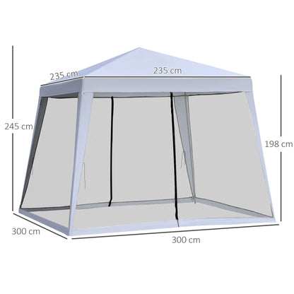 3x3m Outdoor Gazebo Tent W/Mesh Screen Walls-Grey