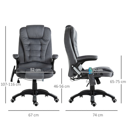 Executive Office Chair, Massage Office Chair, Office Chair, Burlap, 130°  Reclining, 360° Swivel Base, Velvet-Feel, Grey