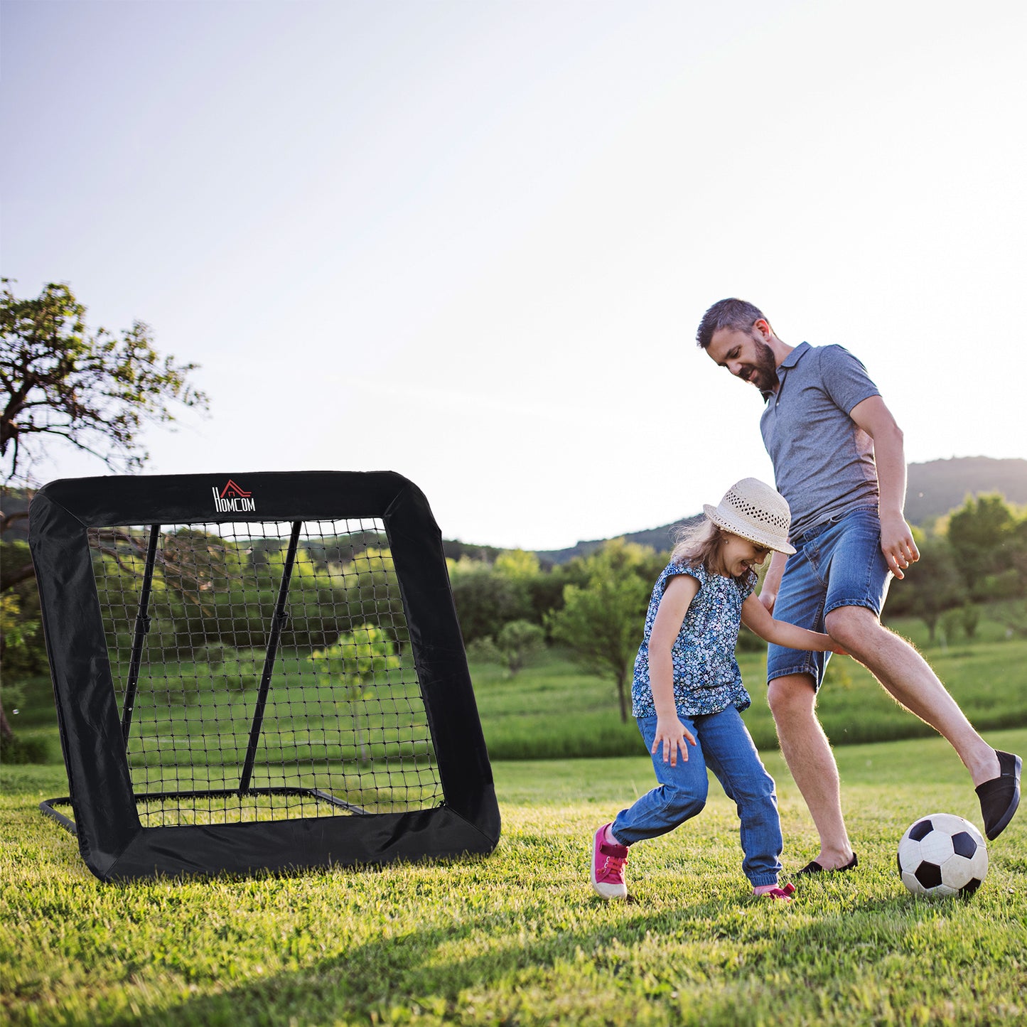 Soccer Rebound Net, Adjustable Angle Pitch Back Training Rebounder Net, Target Goal w/ Quick Folding Design