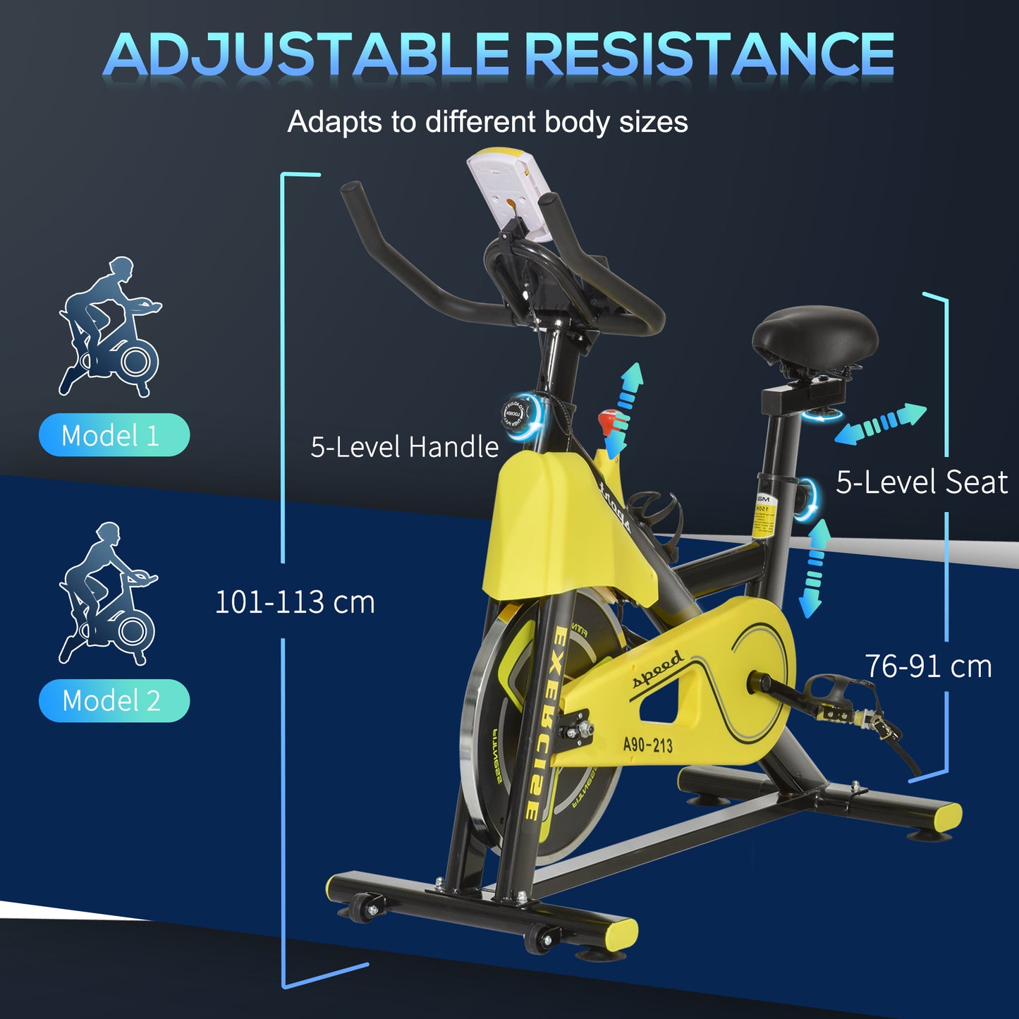 Indoor Exercise Cycle with Belt Drive Adjustable Resistance Seat Handlebar LCD Display Home Gym Yellow  Aosom Irealnd