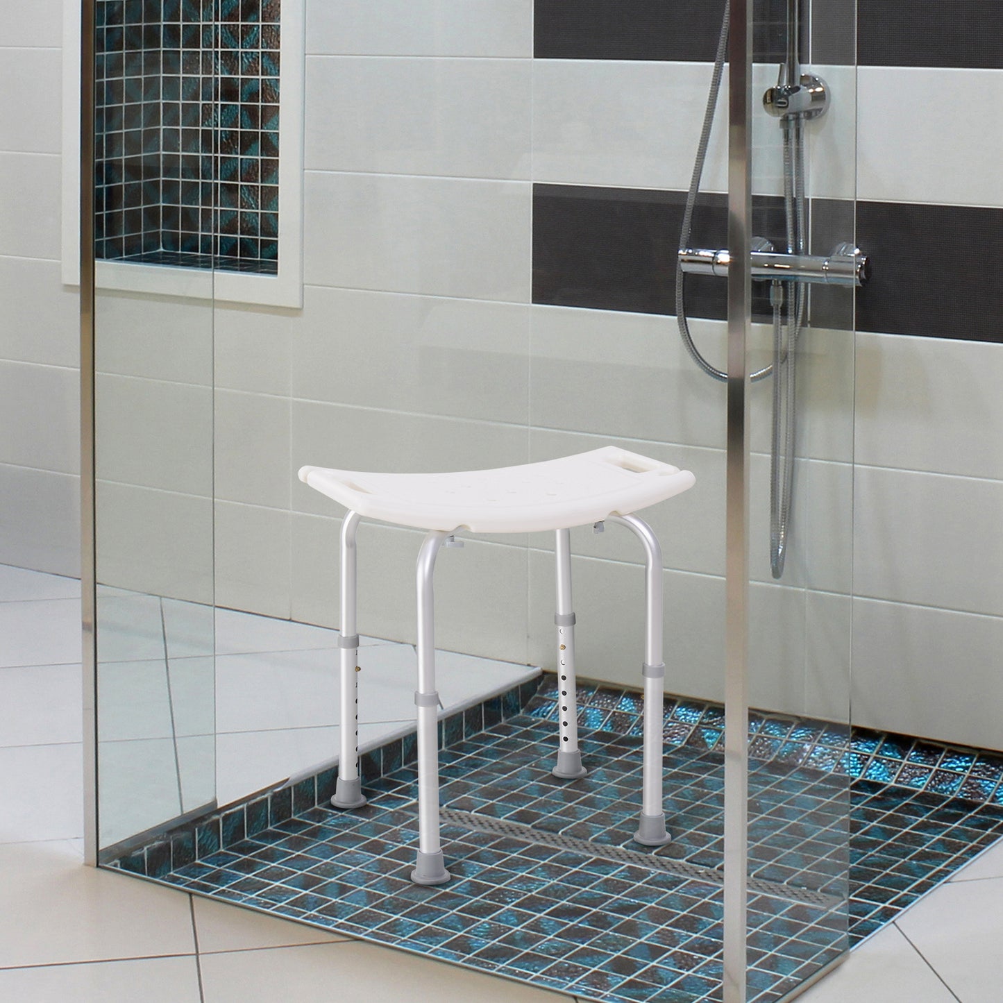 HOMCOM Adjustable Non-Slip Shower and Bath Chair Stool  