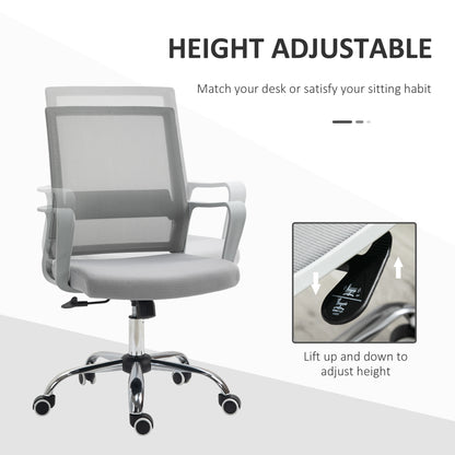 Ergonomic Desk Chair Mesh Office Chair with Adjustable Height Armrest and 360° Swivel Castor Wheels Grey  Aosom Irealnd