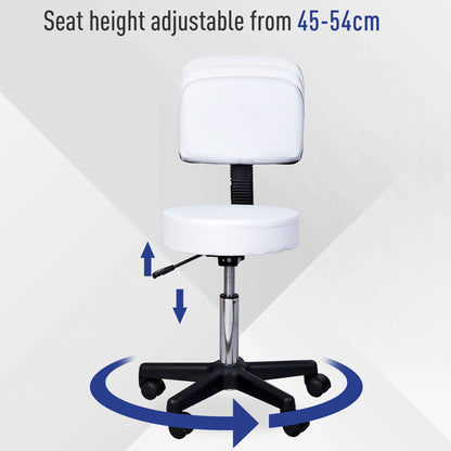 Massage Beauty Salon Spa Chair Stool Swivel Gas Lift Manicure Tattoo Stools Chair White