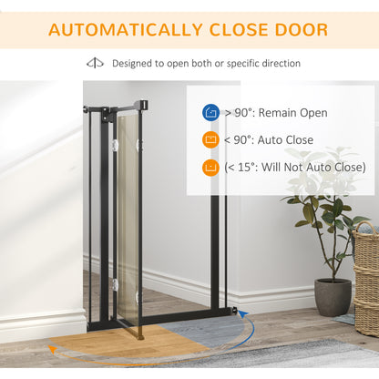 Dog Barrier for House,Pressure Fit Pet Safety Gate, Auto-Close Dog Barrier Stairgate, with Double Locking, Black