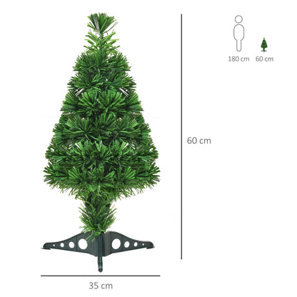 60cm 2ft Pre-Lit Fiber Optic Christmas Tree Artificial Spruce Tree Multi-Color w/ Stand