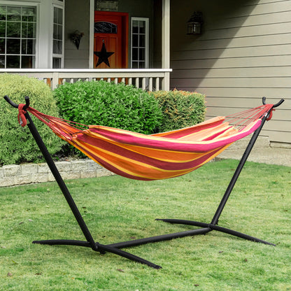 Outsunny 277 x 121cm Hammock with Stand Camping Hammock with Portable Carrying Bag, Adjustable Height, 120kg, Red Stripe 