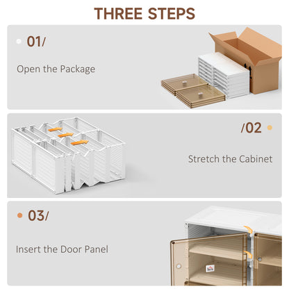 Clear Shoeboxes,  Plastic Shoe Storage Cabinet, with Ten Compartments, Magnet Doors for Hallway White Brown