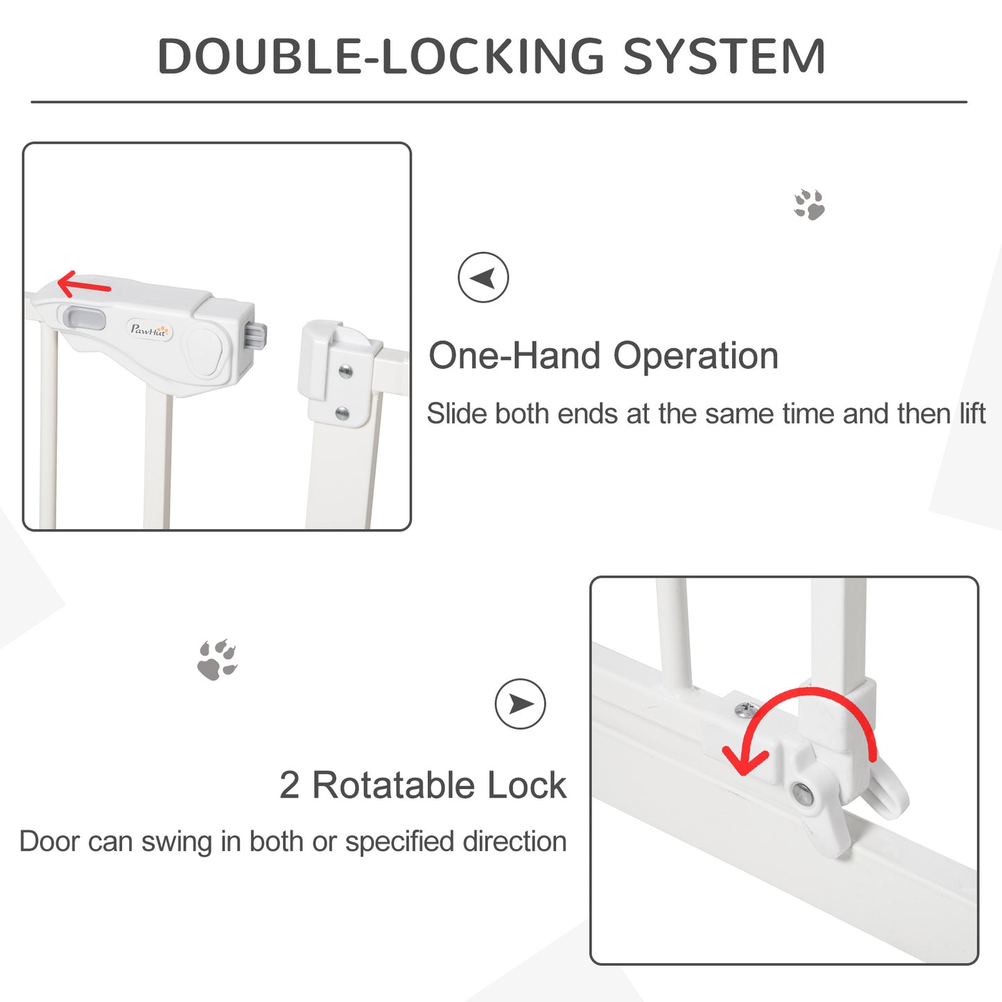 Retractable Dog Gate,  Auto Close for Doorway Hallway, 74-148cm Wide Adjustable, White