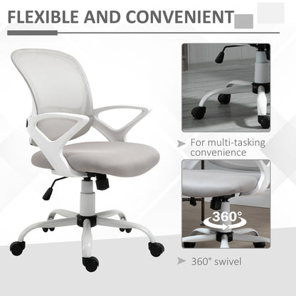 Mesh Study Chair, with Lumbar Back Support Adjustable Height Armrests Grey