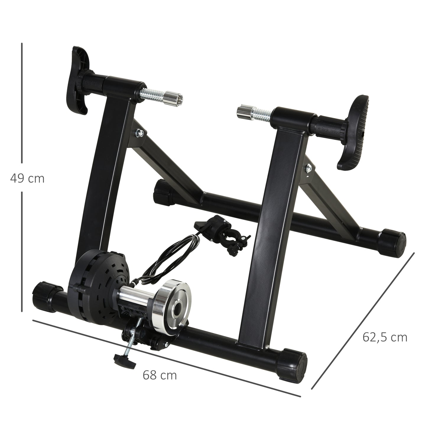 Foldable Indoor Bike Trainer Stationary Workout Stand,8 Level Magnetic Resistance, Black