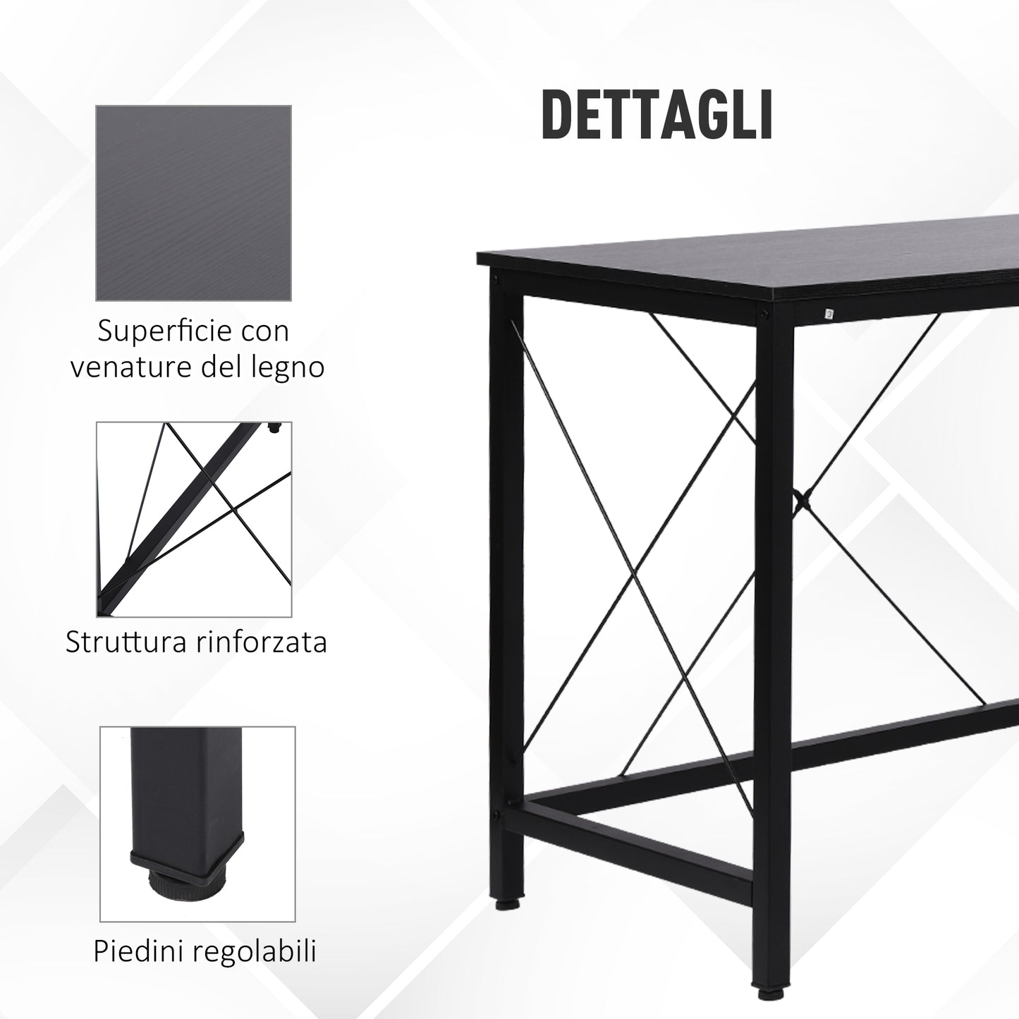 L-Shaped Corner Desk Computer Desk Table For Home Office Workstation w/Steel Frame Black