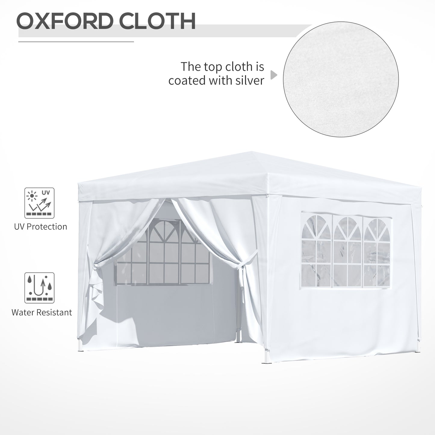 3mx3m Pop Up Gazebo Party Tent Canopy Marquee Waterp Resistant Free Storage Bag White