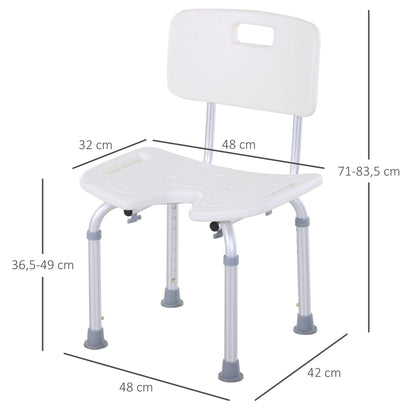 Shower Stool for Elderly, 8-Level Height Adjustable Spa Shower Chair Aluminum w/Non-Slip Feet Handle