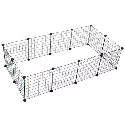 Dog Playpen, Dog Pen Indoor, DIY, Metal Wire Fence 12 Panel Enclosure Indoor Guinea Pig Rabbit Small Animals Cage Black