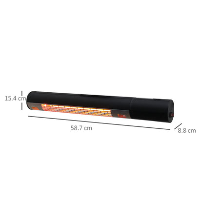 Outdoor Wall Mount Electric Halogen Heater, 1500W-Black