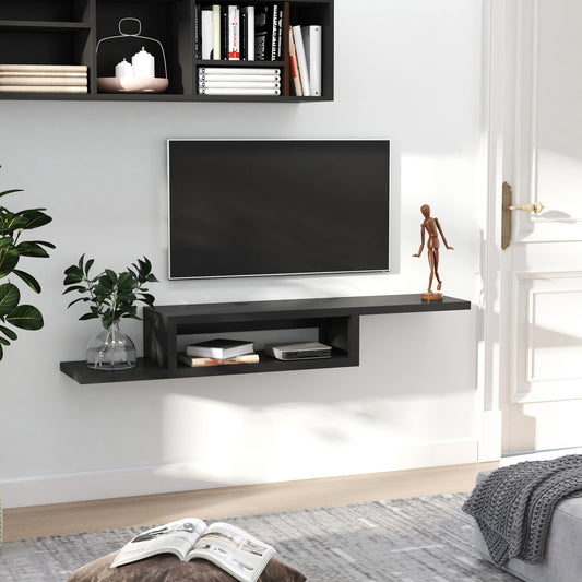 HOMCOM Black TV Stand,  Wall Mounted, Wooden, 