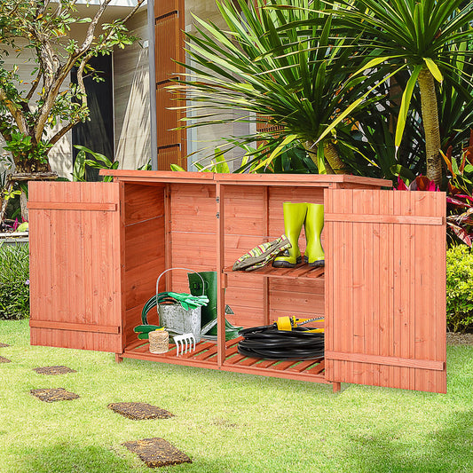 Outsunny Fir Wood Garden Storage Shed Double Door 128x50x90cm 